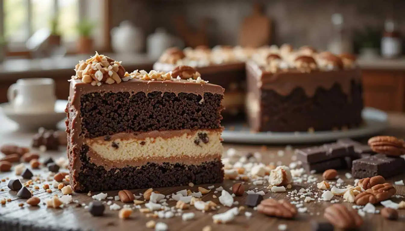 German Chocolate Cheesecake Cake