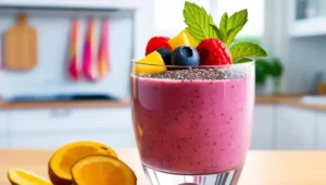 Protein-packed smoothie with fruits and seeds