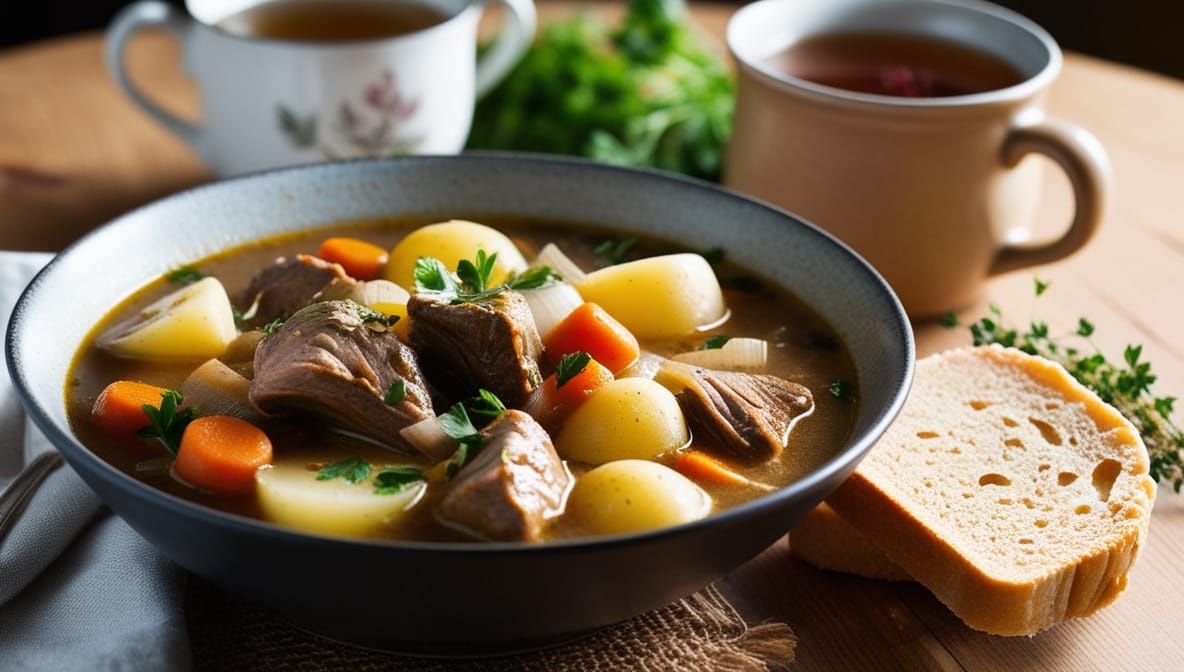 Traditional Irish recipes - Irish stew with soda bread