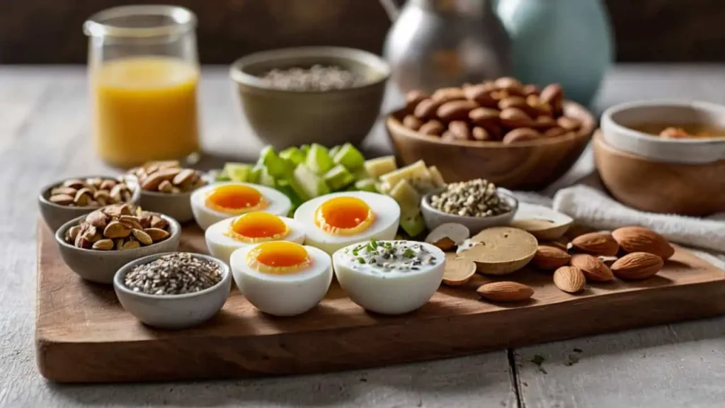 Ustic Wooden Board Displaying High Protein