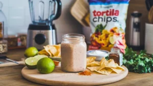 Homemade Chick-fil-A Creamy Salsa Dressing in a jar with fresh ingredients.