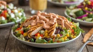 A southwest-style salad with Chick-fil-A Creamy Salsa Dressing