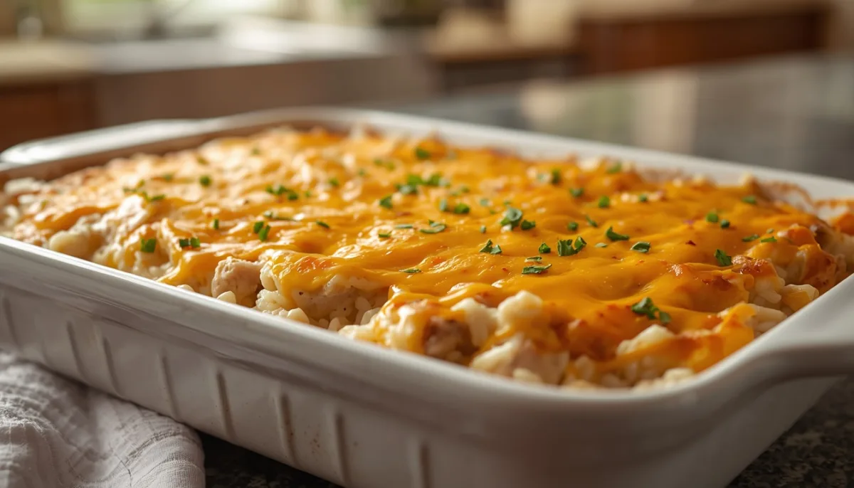 Easy Cheesy Chicken and Rice Casserole