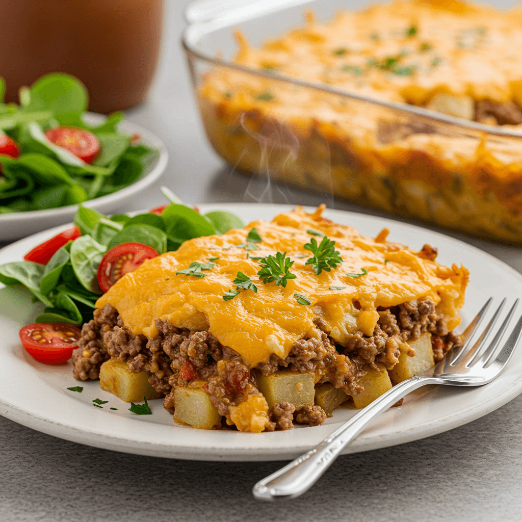 Cheesy Hamburger Potato Casserole 5 Cheesy hamburger potato casserole