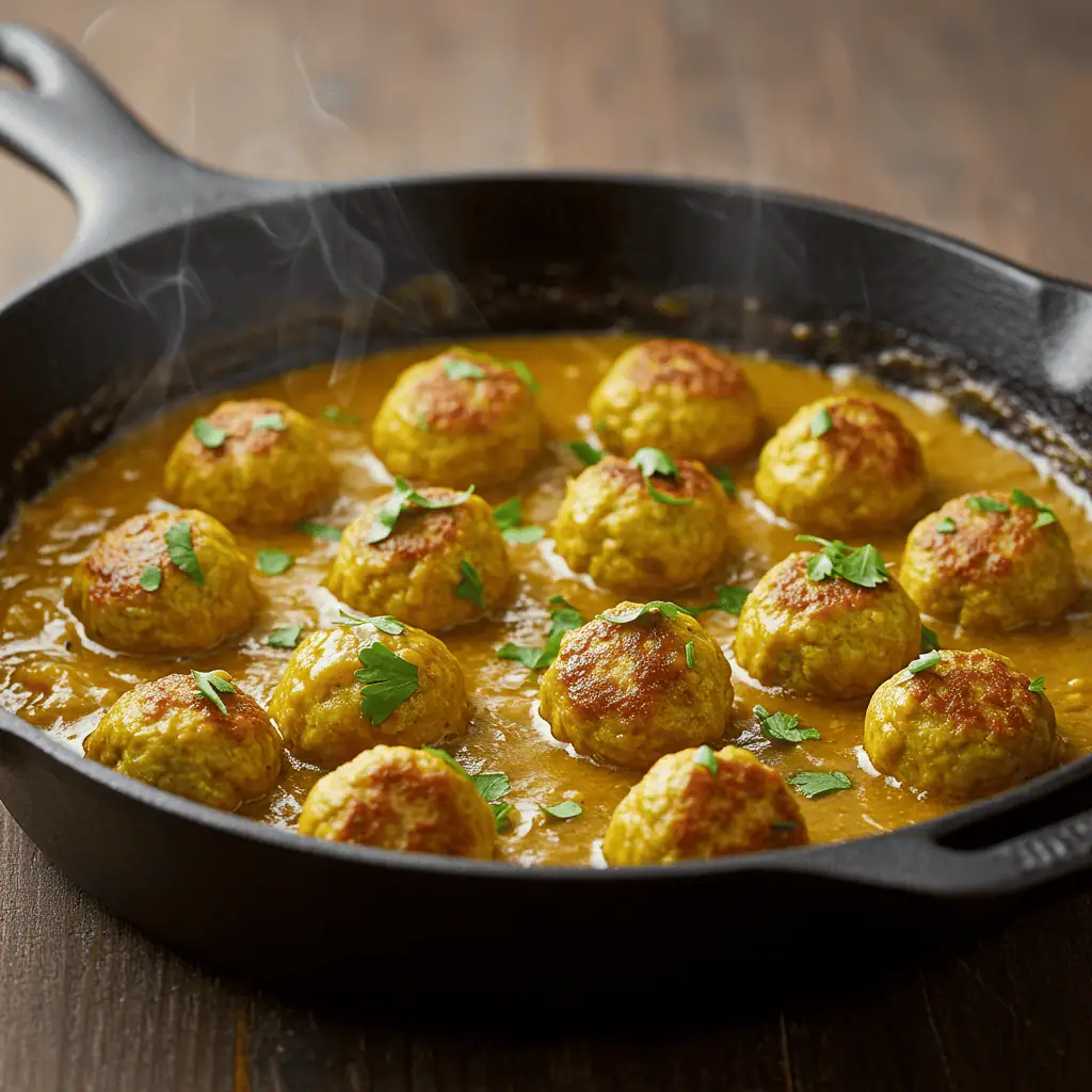 Chicken Meatballs in Coconut Curry Sauce 4 Chicken Meatballs in Coconut Curry Sauce cook 1