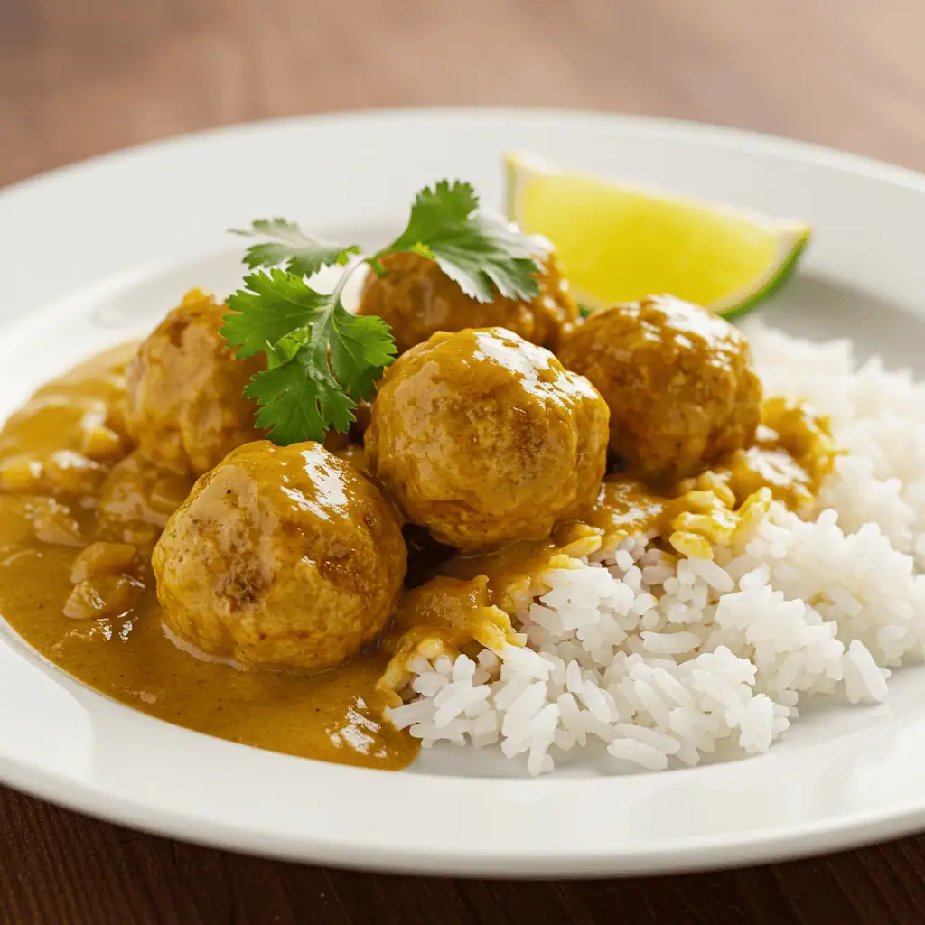 Chicken Meatballs in Coconut Curry Sauce 5 Chicken Meatballs in Coconut Curry Sauce