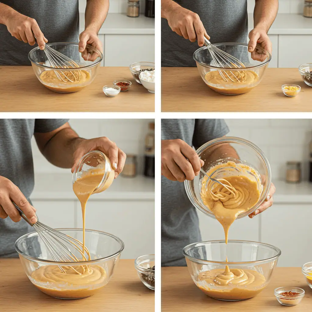Smash Burger Sauce 3 Whisking smash burger sauce ingredients in a mixing bowl
