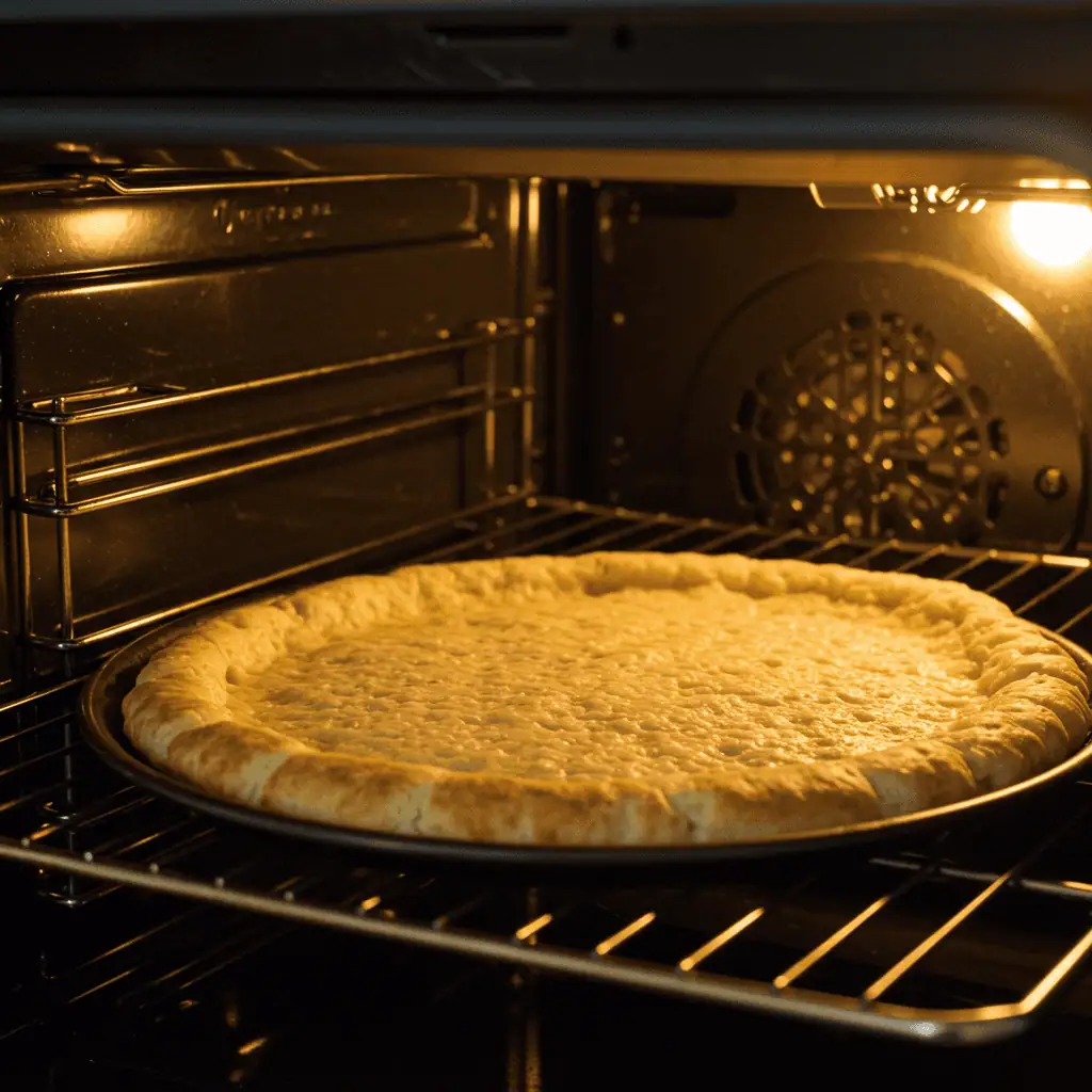 Keto Cottage Cheese Egg Pizza Crust 9 Baking keto egg crust in oven
