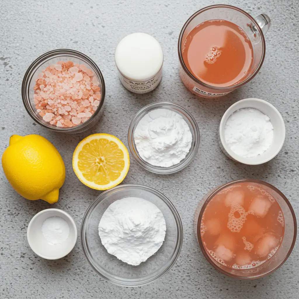 Pink Salt Diet Recipe for Weight Loss: The Easy Morning Detox That Melts Fat Fast 2 pink salt detox drink ingredients flat lay