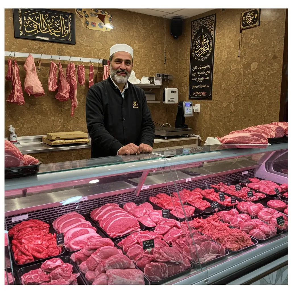 Local halal butcher shop supporting ethical food practices