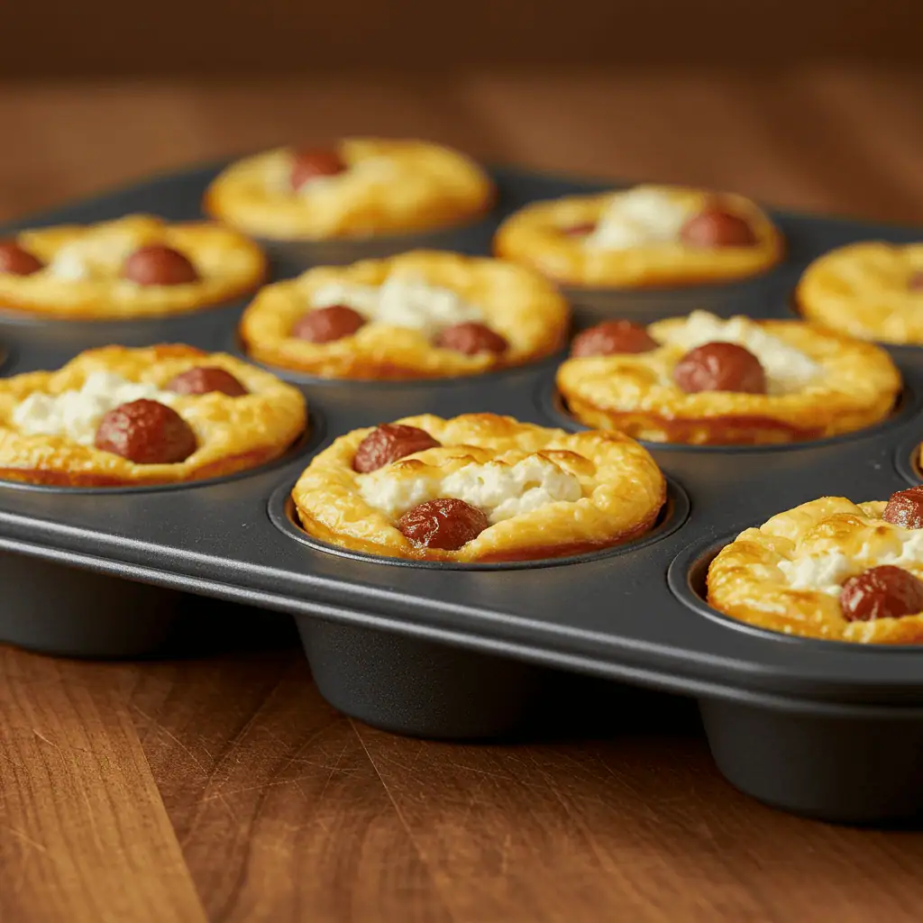 egg bites with cottage cheese and sausage freshly baked