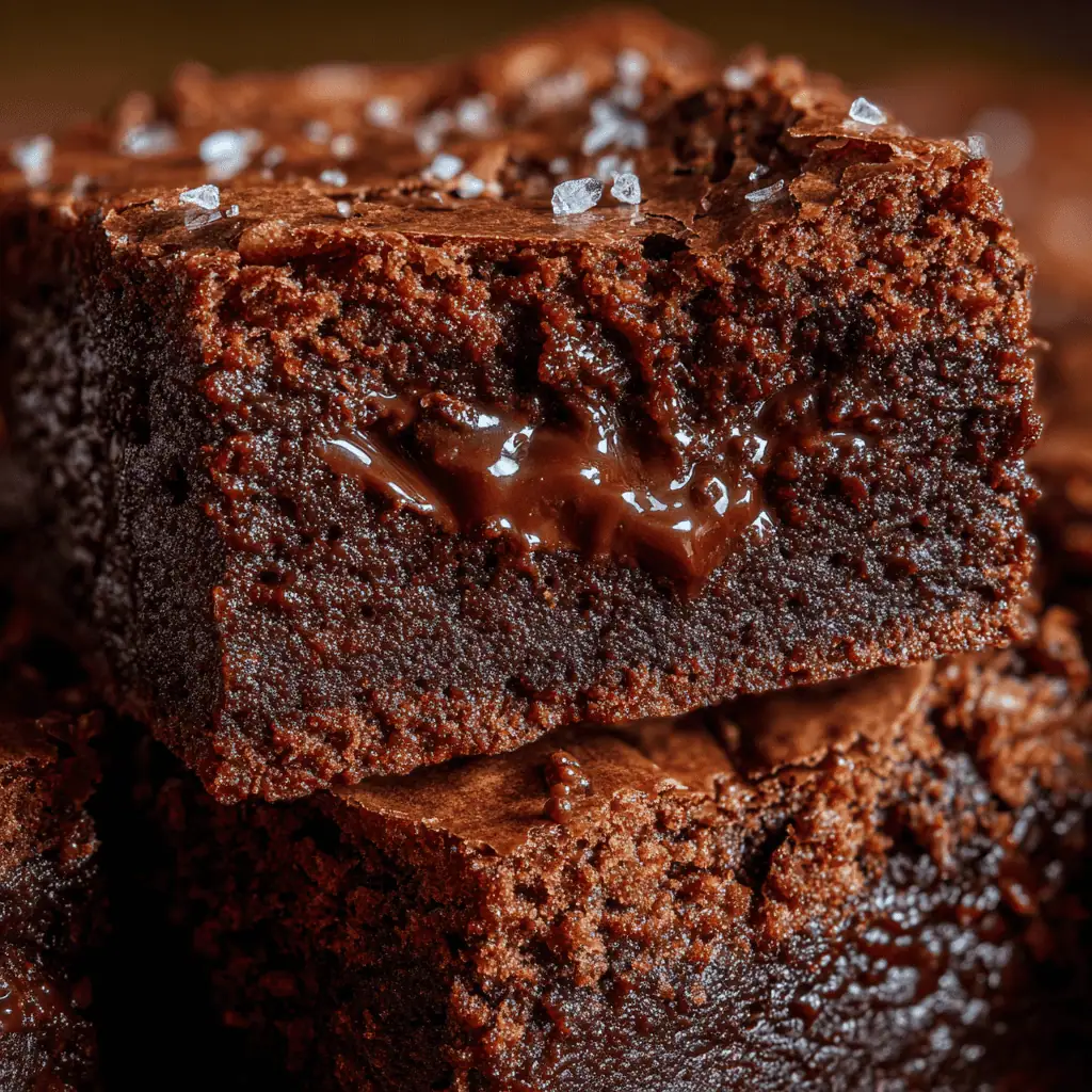 Festive Pumpkin Patch Brownies Recipe 8 Cross-section of fudgy chocolate brownies showing dense moist texture before pumpkin decoration