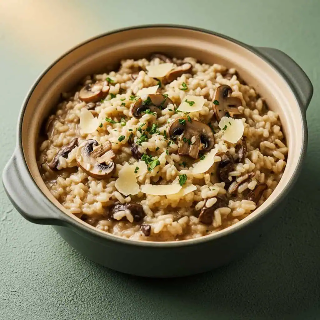  Creamy one pot risotto with mushrooms and parmesan Italian-style