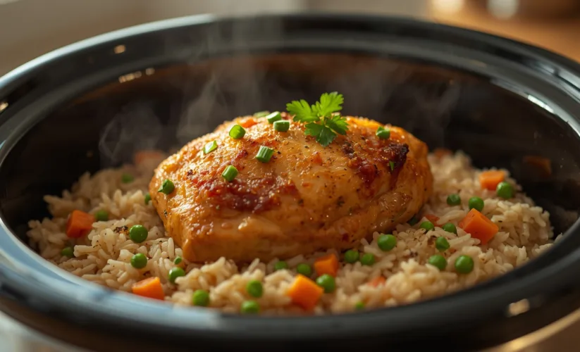 Easy Crockpot Chicken and Rice