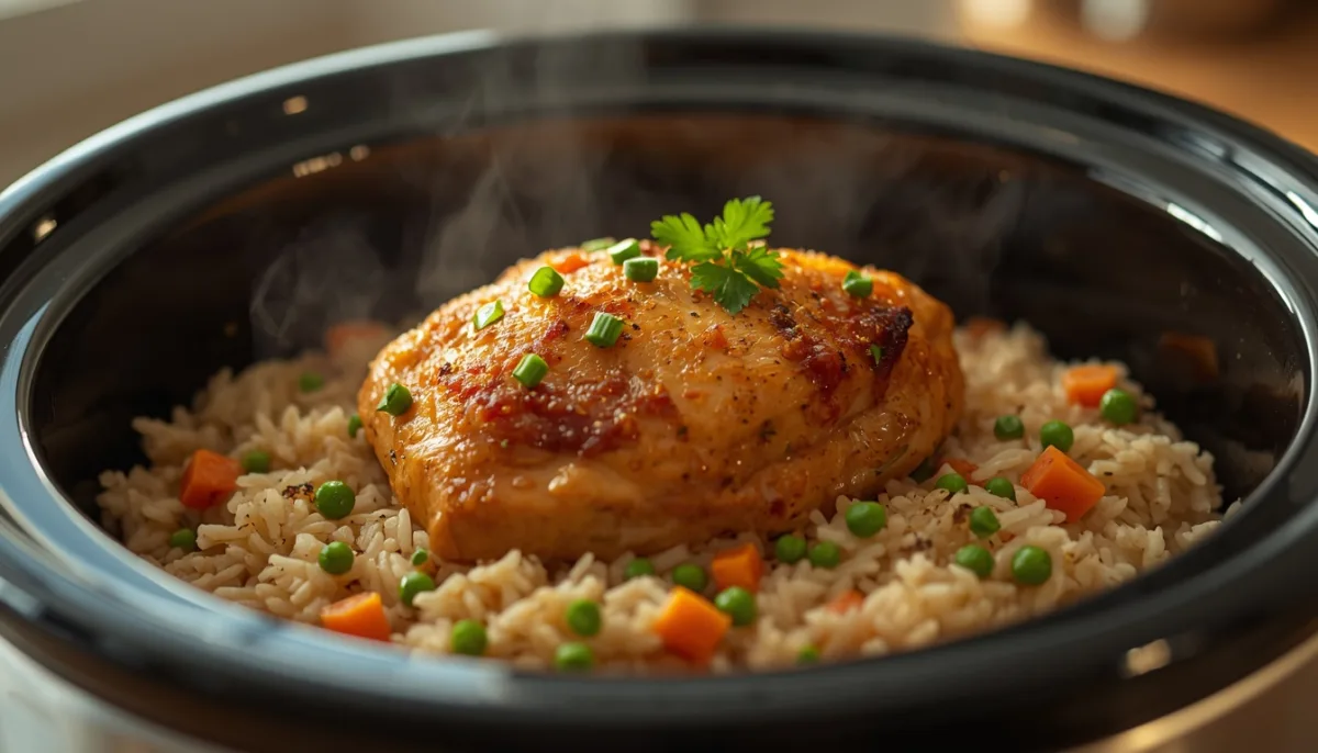 Easy Crockpot Chicken and Rice