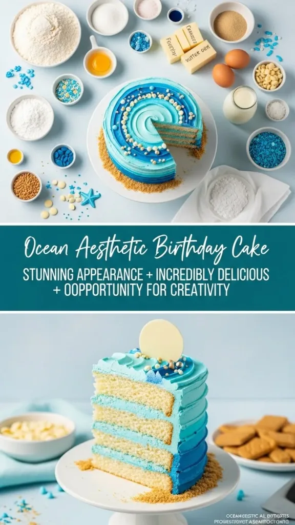 Ocean Aesthetic Birthday Cake