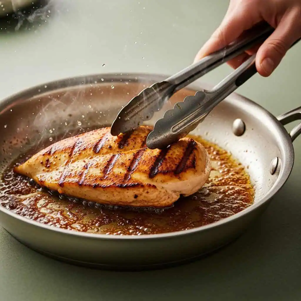 Marry Me Chicken One Pot Recipe 12 Chicken breast being seared showing golden crust for marry me chicken