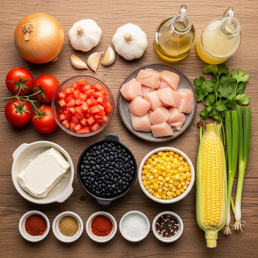 Cream Cheese Chicken Chili with Corn & Black Beans
