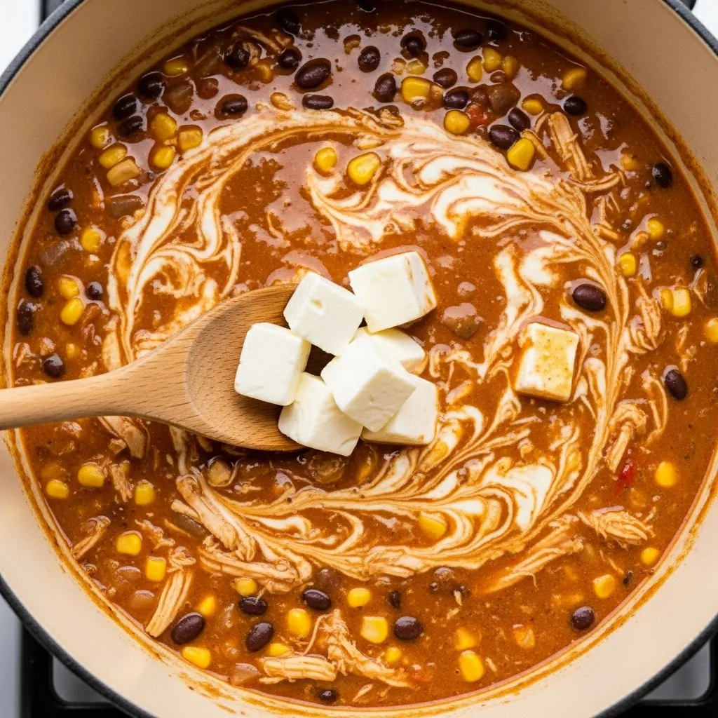 Cream Cheese Chicken Chili with Corn & Black Beans