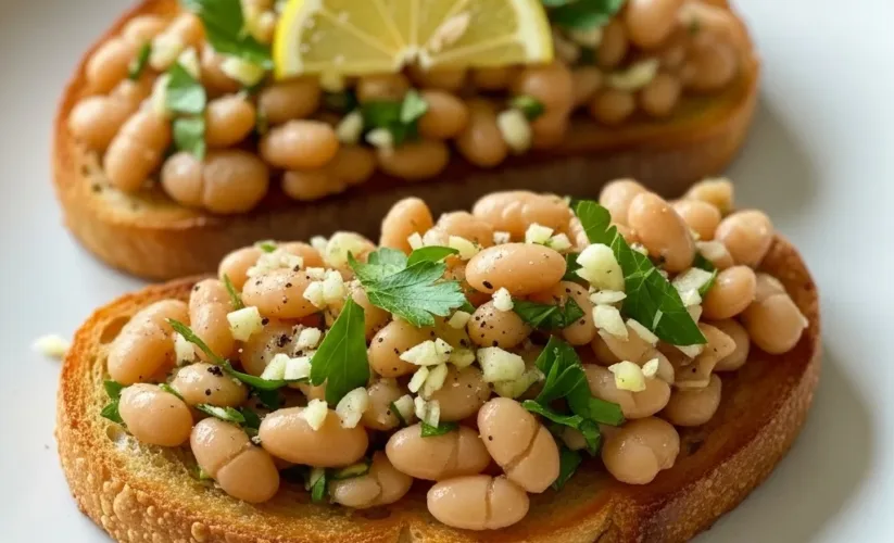 Smashed white beans toast