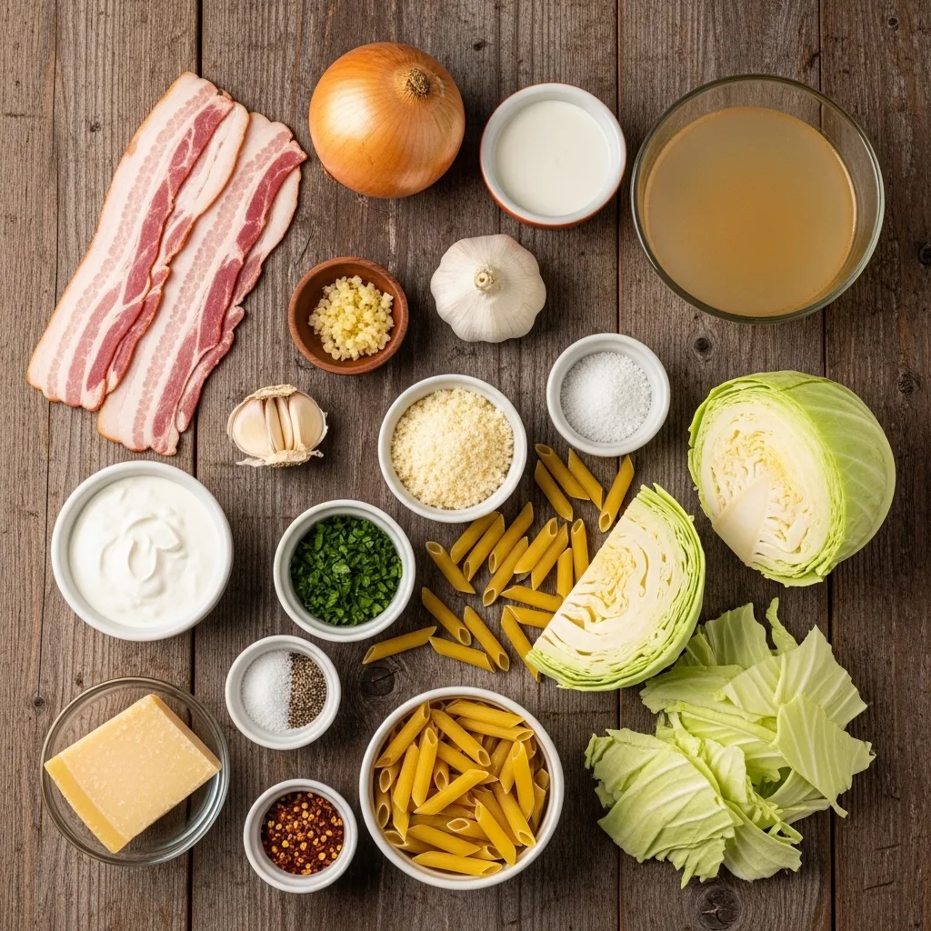 cabbage bacon pasta