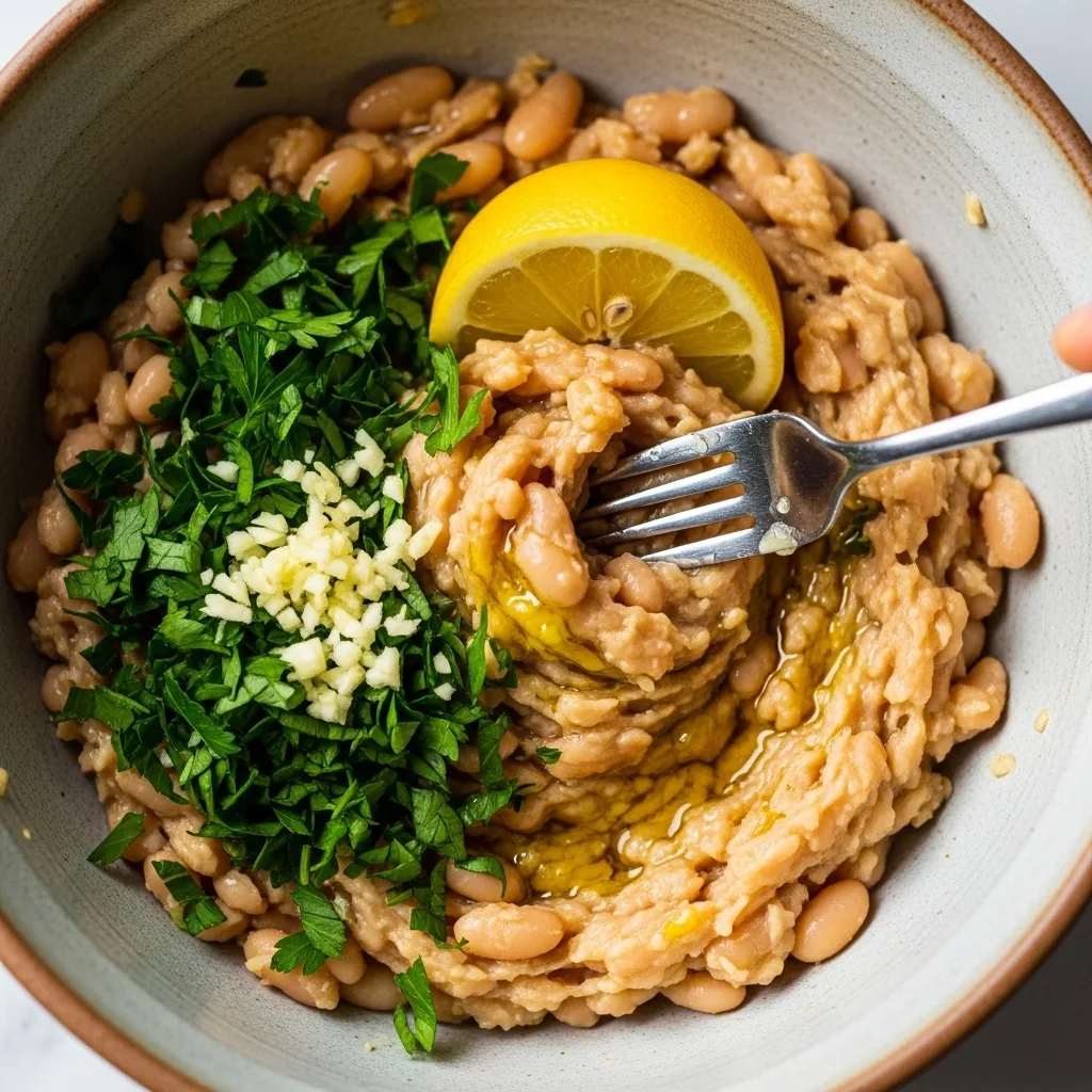 smashed white beans toast