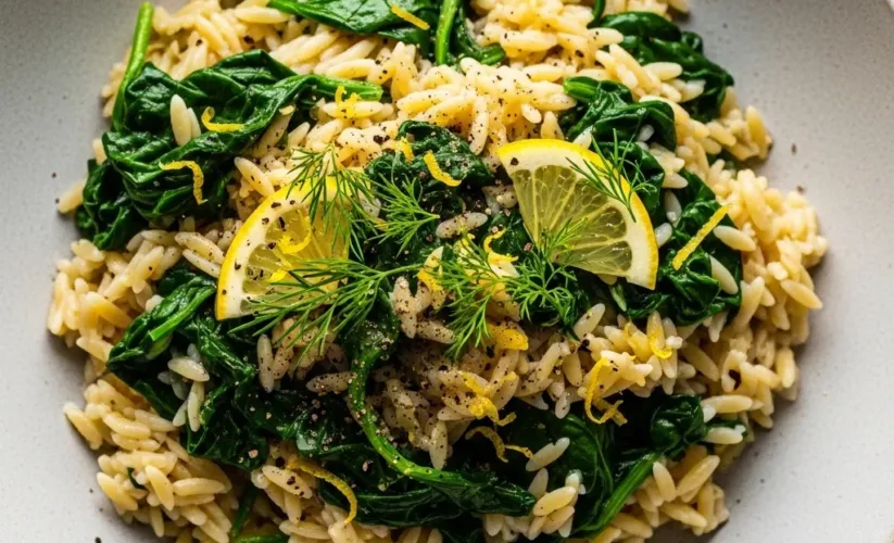 Greek Lemon Orzo with Spinach