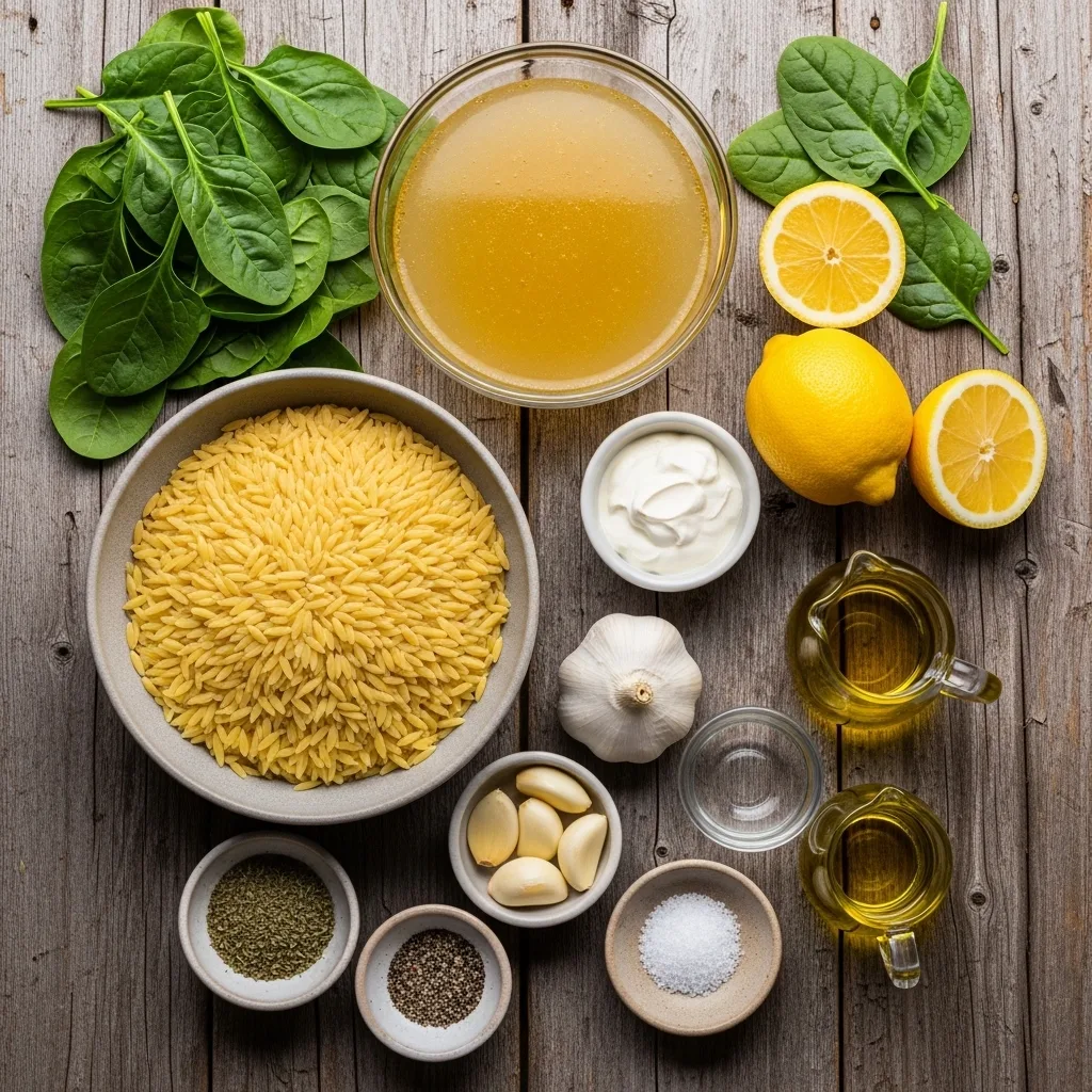 Greek Lemon Orzo with Spinach