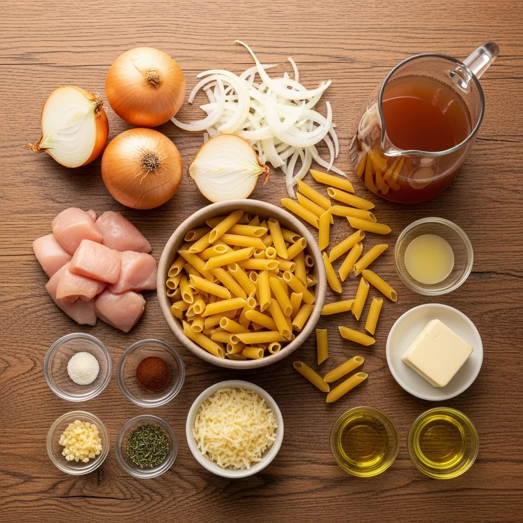 One Pot French Onion Chicken Pasta
