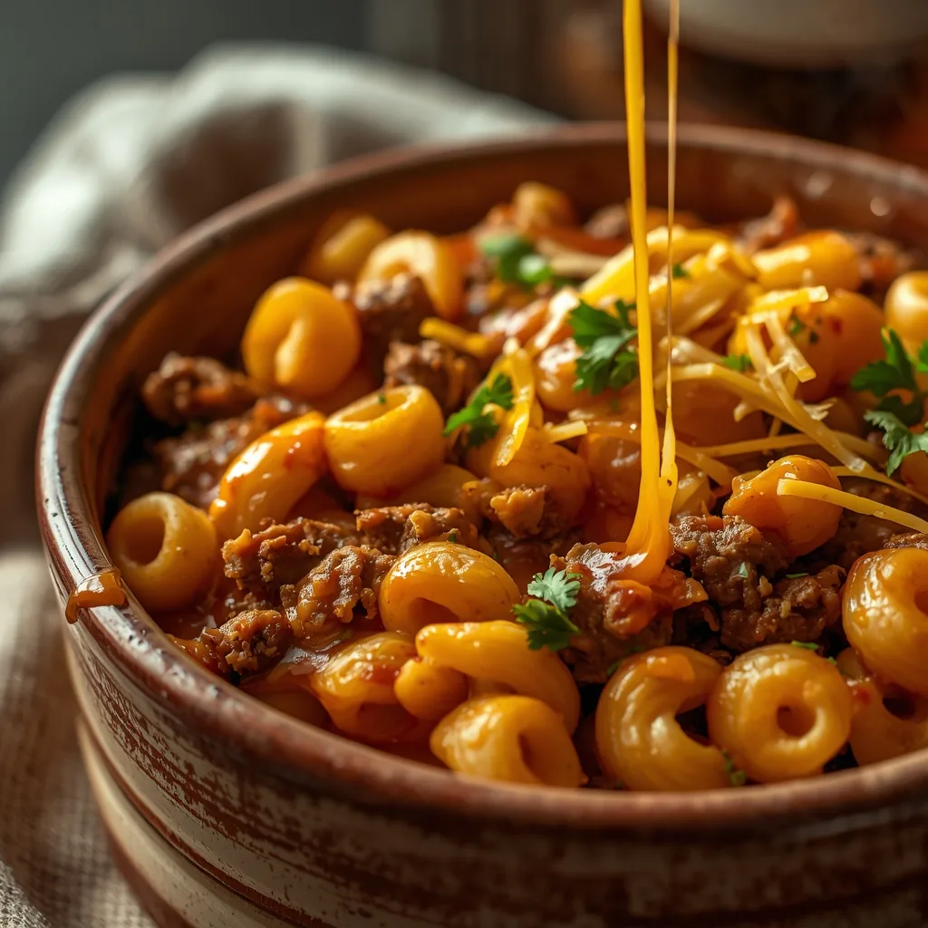 30-Minute Cheesy Hamburger Pasta