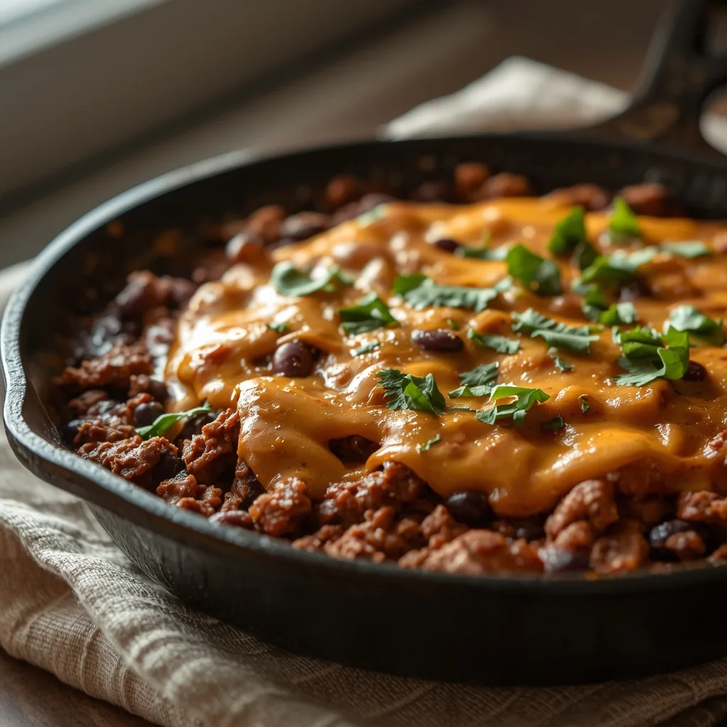 black bean and ground beef skillet