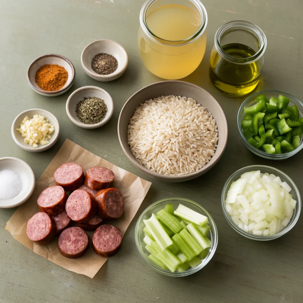 Cajun Beef Sausage and Rice Skillet