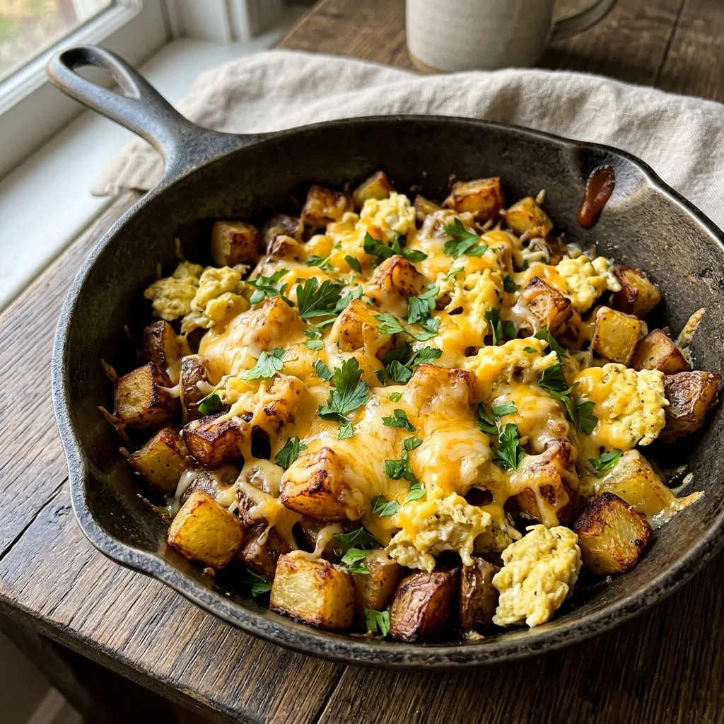Cheesy Egg and Potato Skillet For Dinner