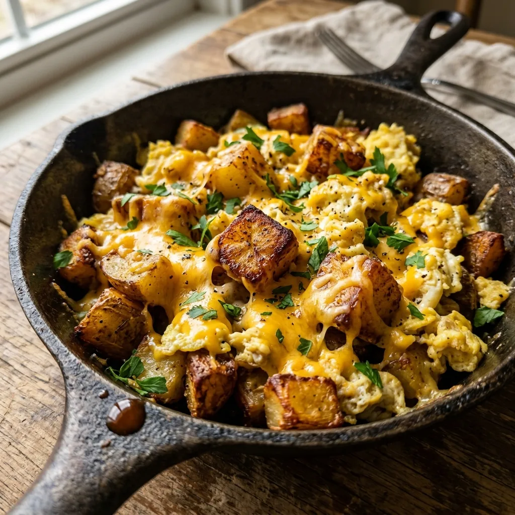 Cheesy Egg and Potato Skillet For Dinner 7 Cheesy Egg and Potato Skillet For Dinner