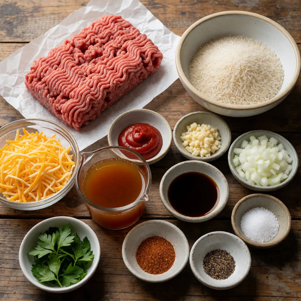 Cheesy Ground Beef and Rice Casserole