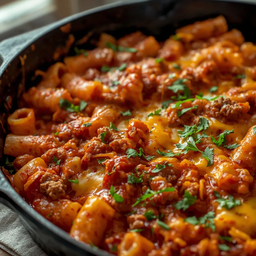 Cheesy Ground Turkey and Pasta Skillet