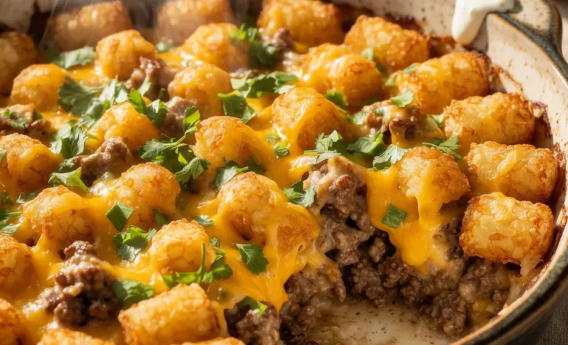 Lazy Tater Tot Casserole with Ground Beef