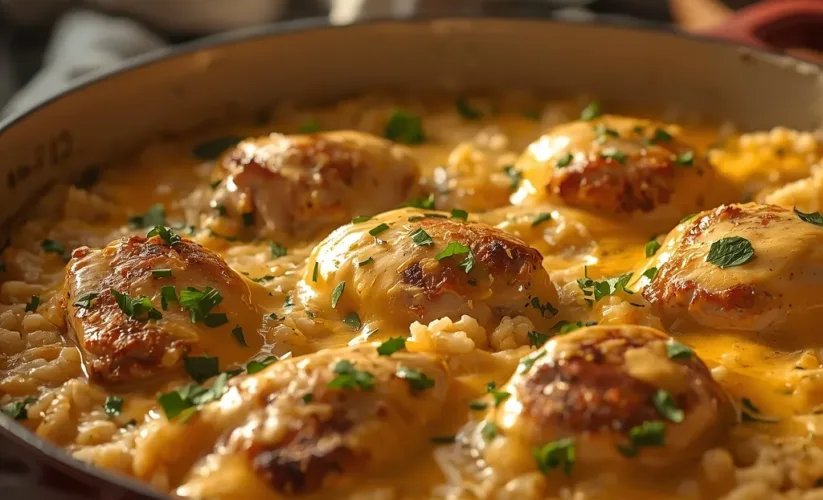 One-Pot Cheesy Chicken and Rice