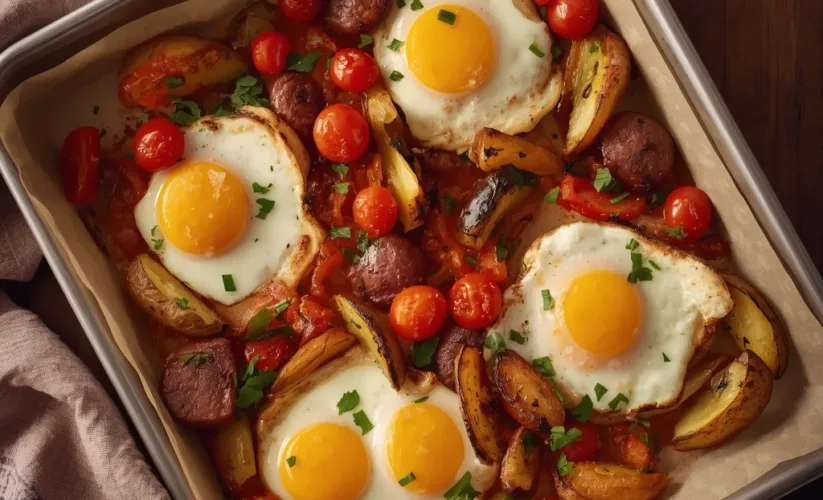 Sheet Pan Eggs and Veggies For Dinner: Easy 30-Minute One Pan Meal