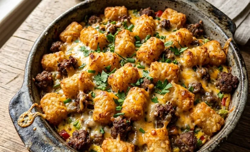 Tater Tot Breakfast Casserole Halal Sausage