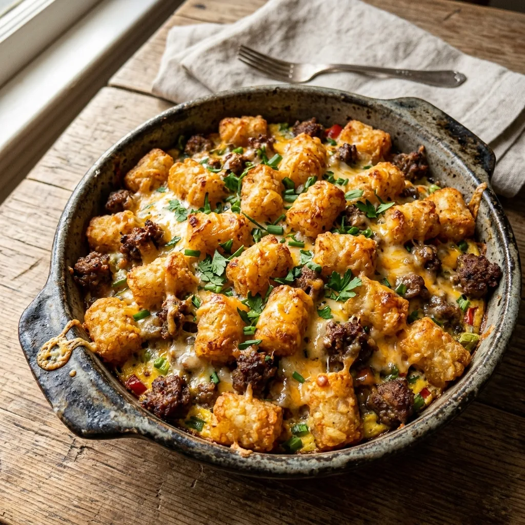 Tater Tot Breakfast Casserole Halal Sausage